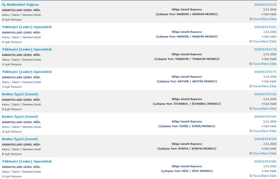 KGM 181 işçi alımı başvuru ekranı açıldı 2