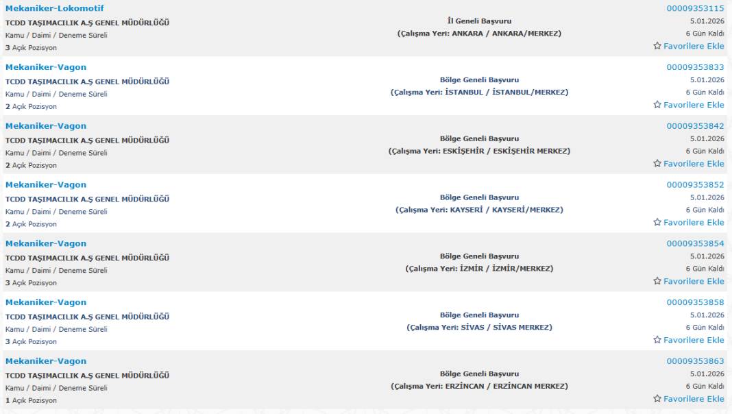 Son dakika: TCDD 77 işçi alımı kadroları ve illeri 4