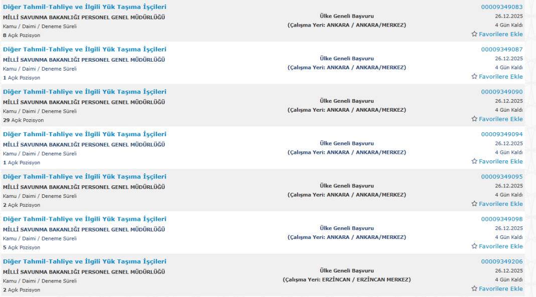 Milli Savunma Bakanlığı 1113 sürekli işçi alımı kadroları ve İŞKUR başvuru ekranı 44