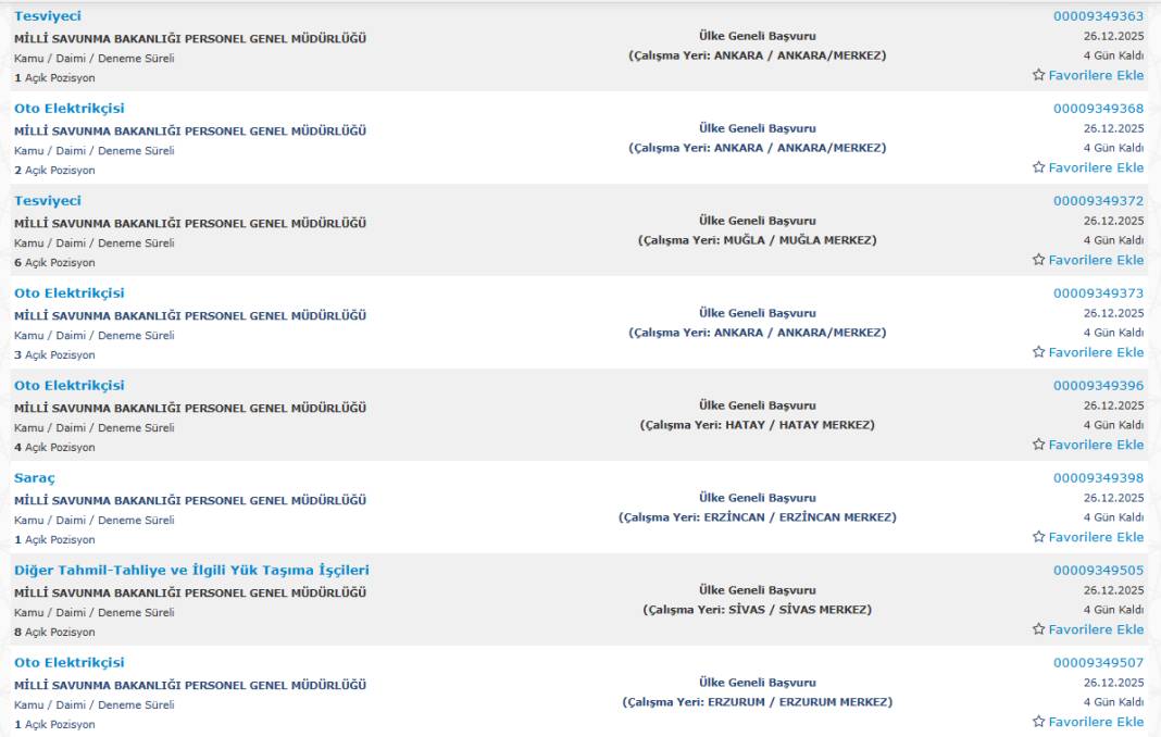 Milli Savunma Bakanlığı 1113 sürekli işçi alımı kadroları ve İŞKUR başvuru ekranı 48