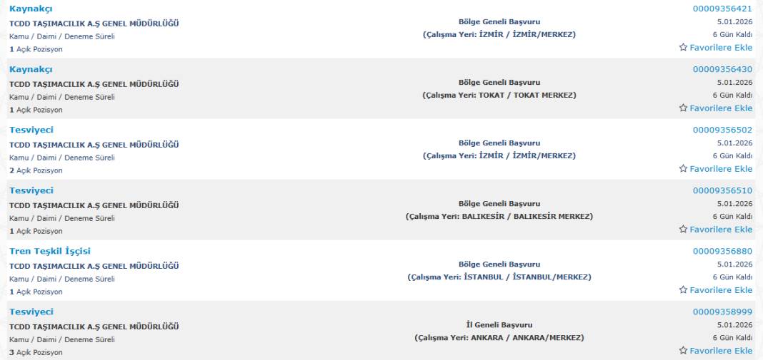 Son dakika: TCDD 77 işçi alımı kadroları ve illeri 8
