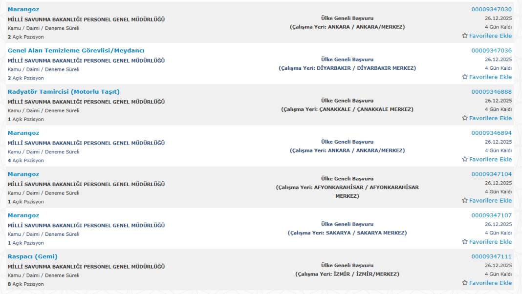Milli Savunma Bakanlığı 1113 sürekli işçi alımı kadroları ve İŞKUR başvuru ekranı 18
