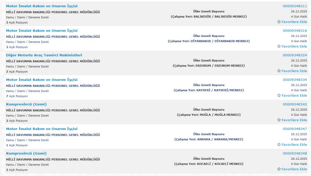 Milli Savunma Bakanlığı 1113 sürekli işçi alımı kadroları ve İŞKUR başvuru ekranı 36