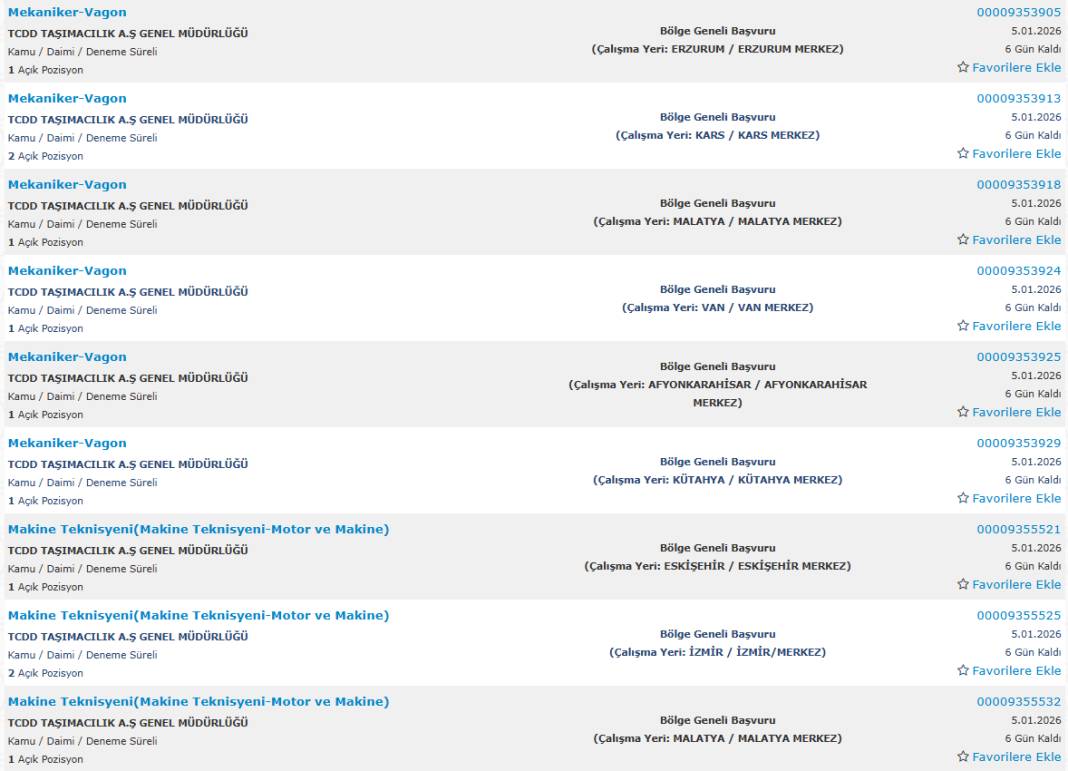 Son dakika: TCDD 77 işçi alımı kadroları ve illeri 5
