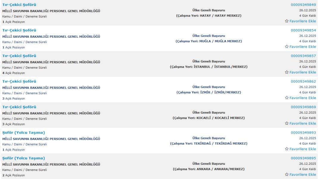 Milli Savunma Bakanlığı 1113 sürekli işçi alımı kadroları ve İŞKUR başvuru ekranı 55