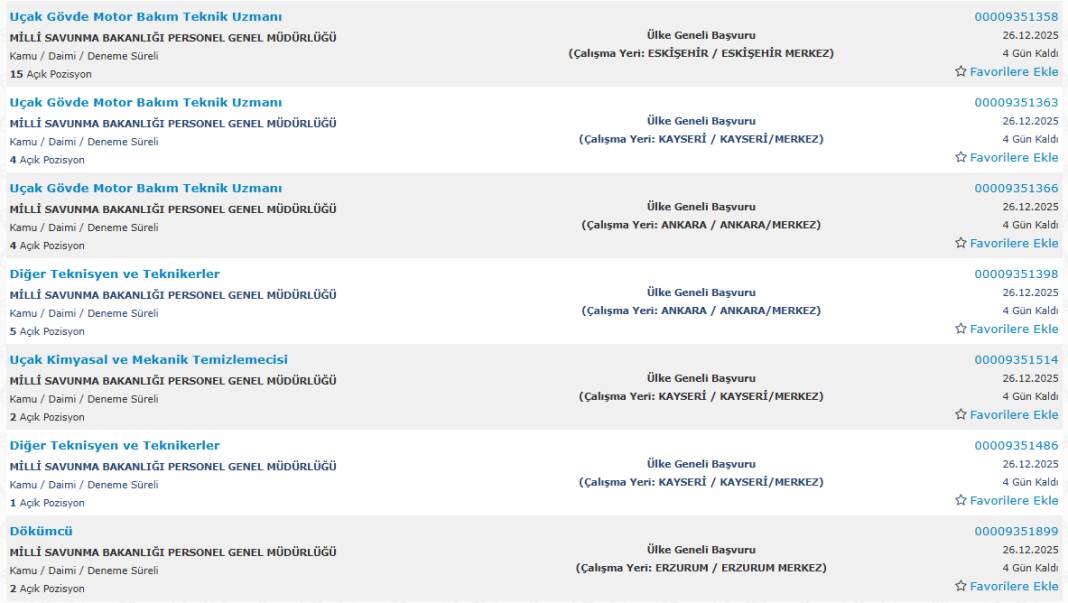Milli Savunma Bakanlığı 1113 sürekli işçi alımı kadroları ve İŞKUR başvuru ekranı 60