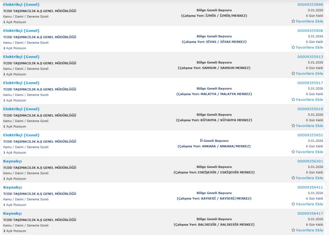 Son dakika: TCDD 77 işçi alımı kadroları ve illeri 6