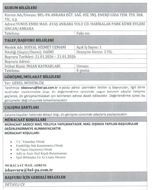 Ankara Büyükşehir Belediyesi KPSS'siz personel alımı başvurusu başladı 8