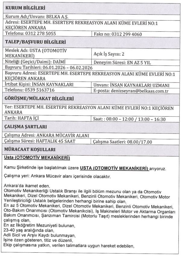 Ankara Büyükşehir Belediyesi KPSS'siz personel alımı başvurusu başladı 4