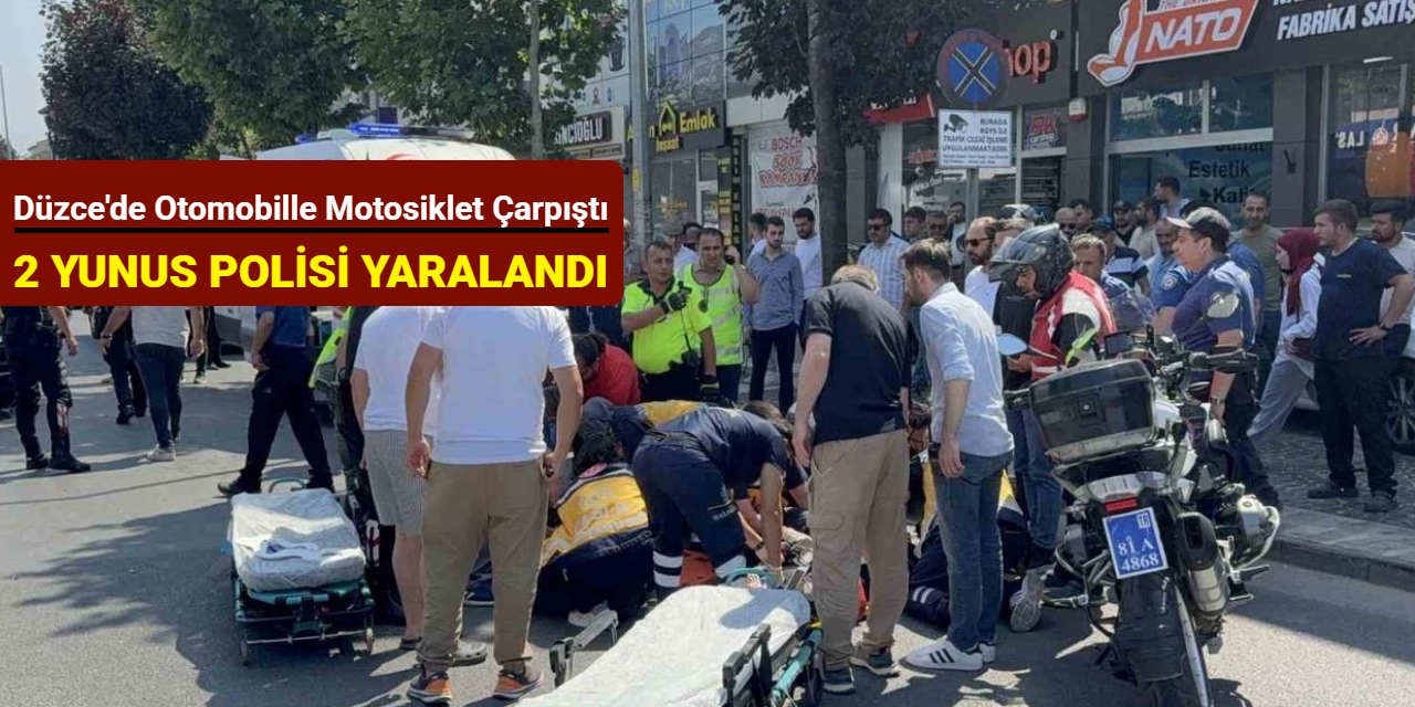 Düzce'de otomobille motosiklet çarpıştı: 2 yunus polisi yaralandı