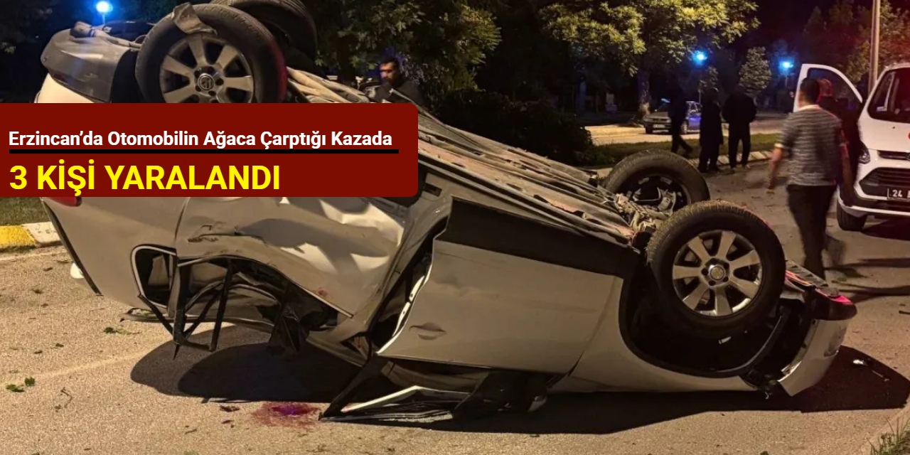 Erzincan’dan son dakika: Otomobilin ağaca çarptığı kazada 3 kişi yaralandı