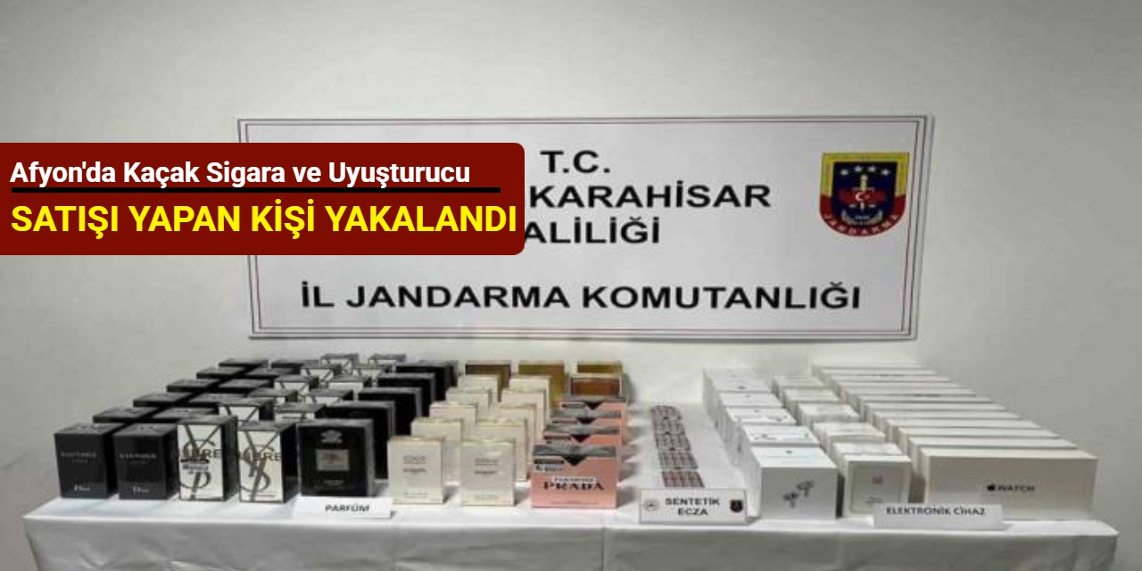 Afyon'da kaçak sigara ve uyuşturucu satışı yapan şahıs yakalandı