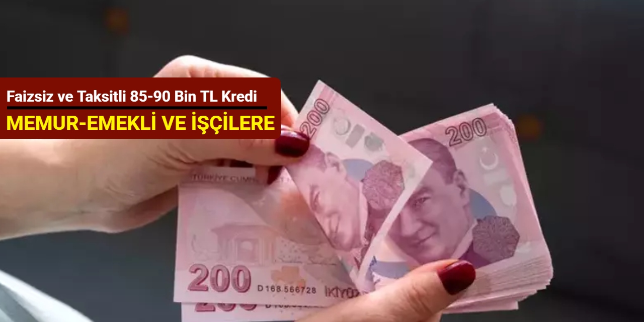 Memur, emekli ve işçilere faizsiz ve taksitli 85-90 bin TL kredi
