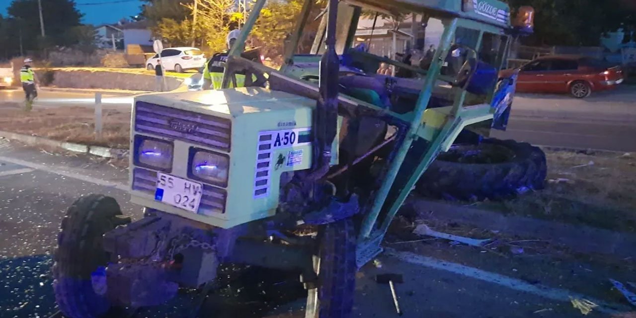 Samsun'da otomobil ile traktör çarpıştı: 3 yaralı