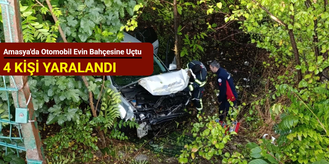 Otomobil evin bahçesine uçtu, 4 üniversite öğrencisi yaralandı