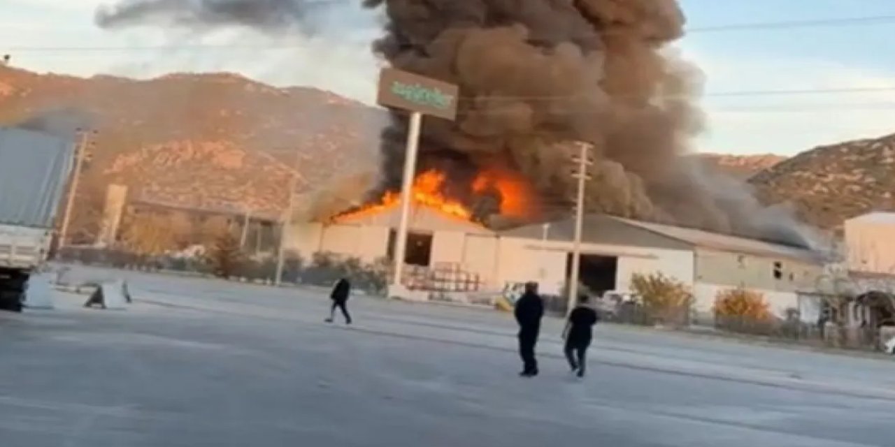 Burdur'da mermer fabrikasında yangın