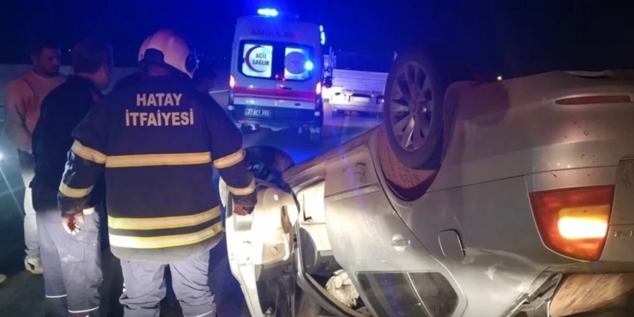 Hatay'da otomobil ters döndü: 1 kişi yaralandı
