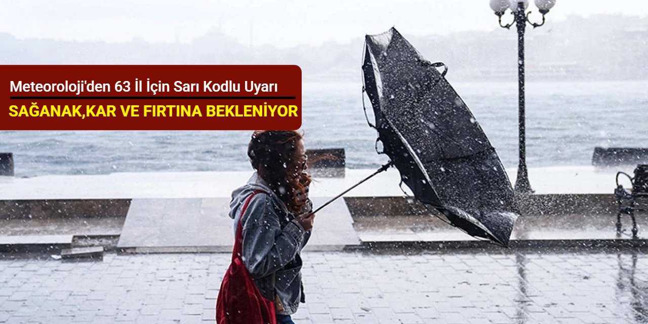 Meteoroloji'den 63 il için sarı kodlu uyarı: Sağanak, kar yağışı ve fırtına bekleniyor