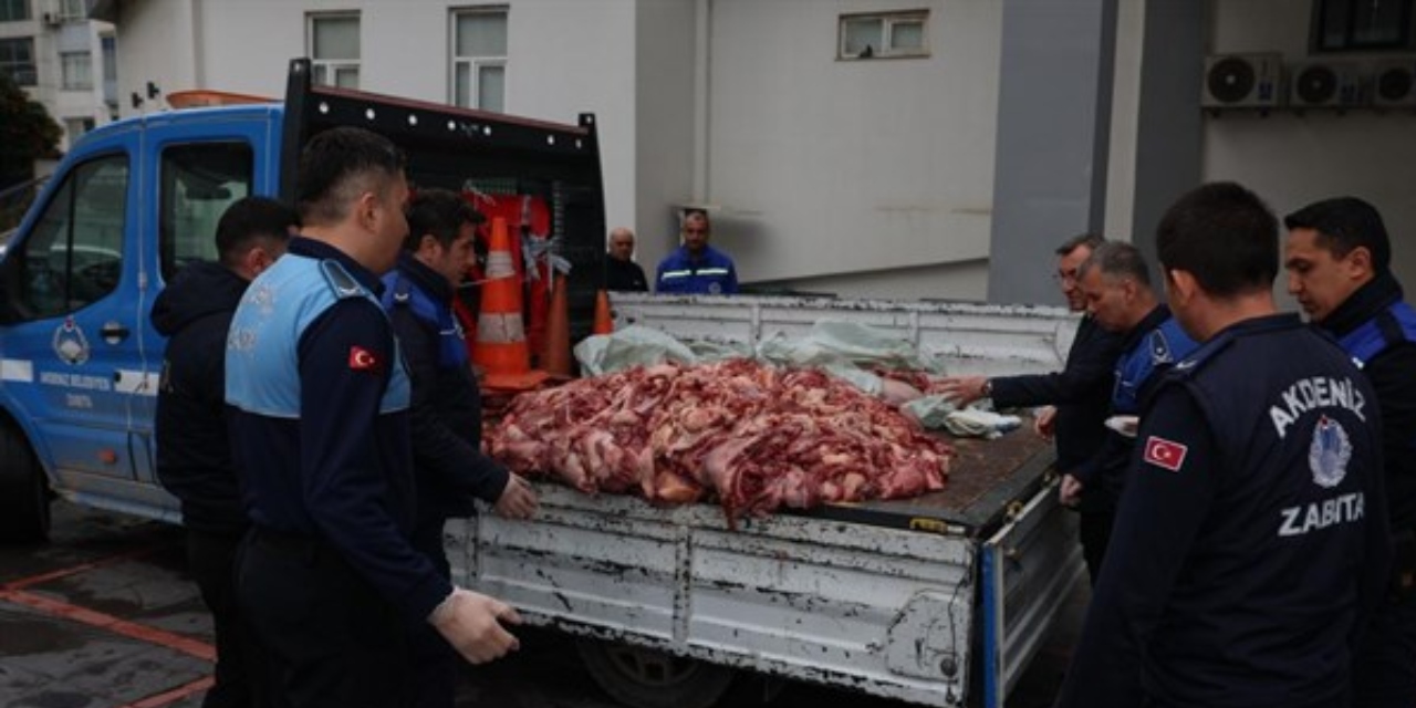 Mersin'de kamyonette 500 kilogram bozuk et ele geçirildi