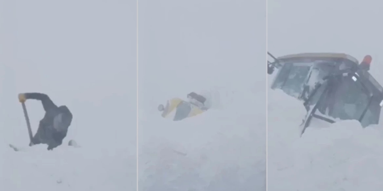 Artvin'de çığ düştü, iş makineleri kar altında kaldı