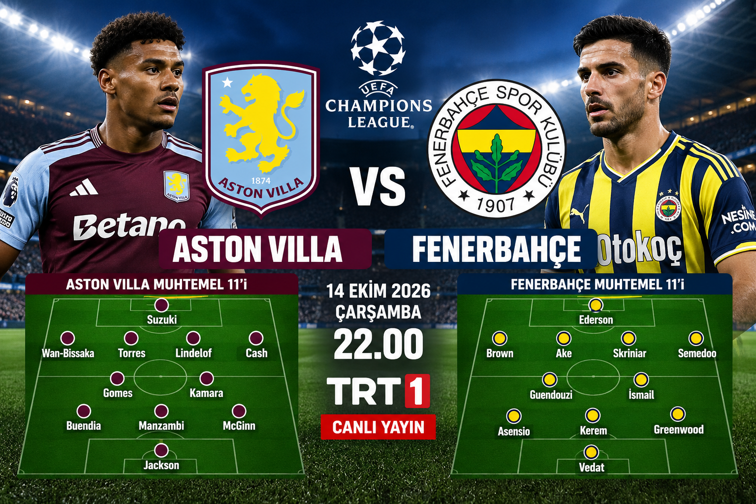 Aston Villa-Fenerbahçe Maçı Ne Zaman, Hangi Kanalda? Muhtemel 11’ler Belli Oldu