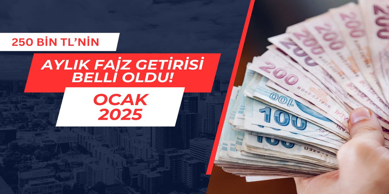 250 Bin TL'nin aylık faiz getirisi belli oldu Ocak 2025