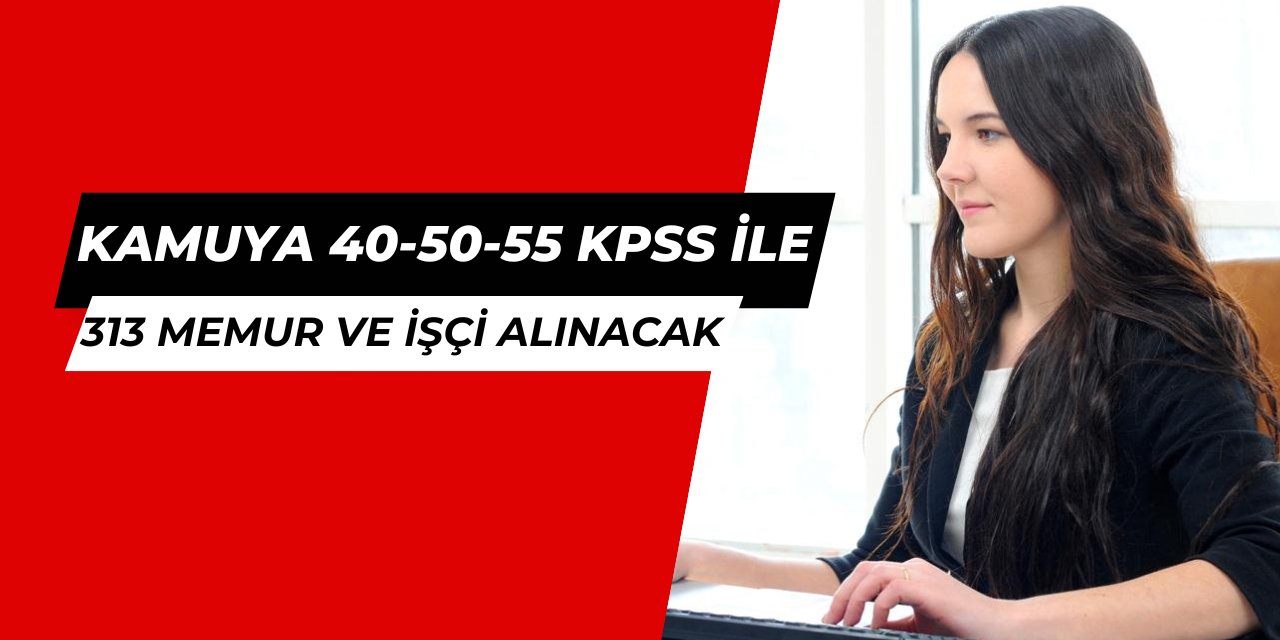 Kamuya 40-50-55 KPSS ile 313 memur alımı