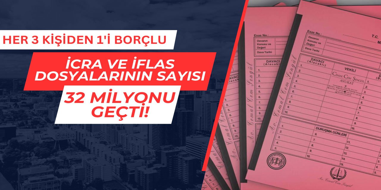 Türkiye'de her 3 kişiden 1'i borçlu: İcra ve iflas dosyaları 32 milyonu geçti