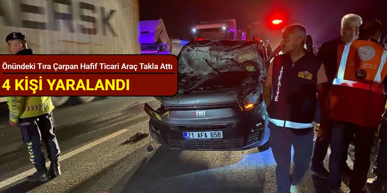 Osmaniye'de önündeki tıra çarpan hafif ticari araç takla attı: 4 kişi yaralandı