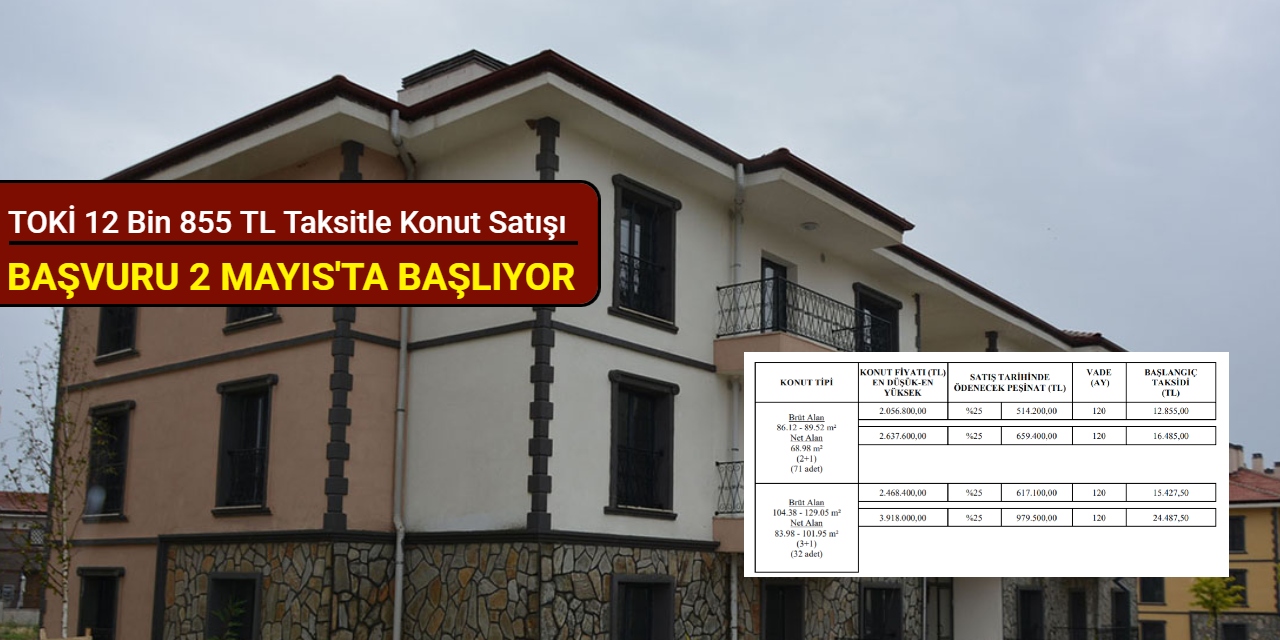 TOKİ Aksaray'da 12 bin 855 TL taksitle konut satışı yapacak: Başvuru 2 Mayıs'ta başlıyor 2025