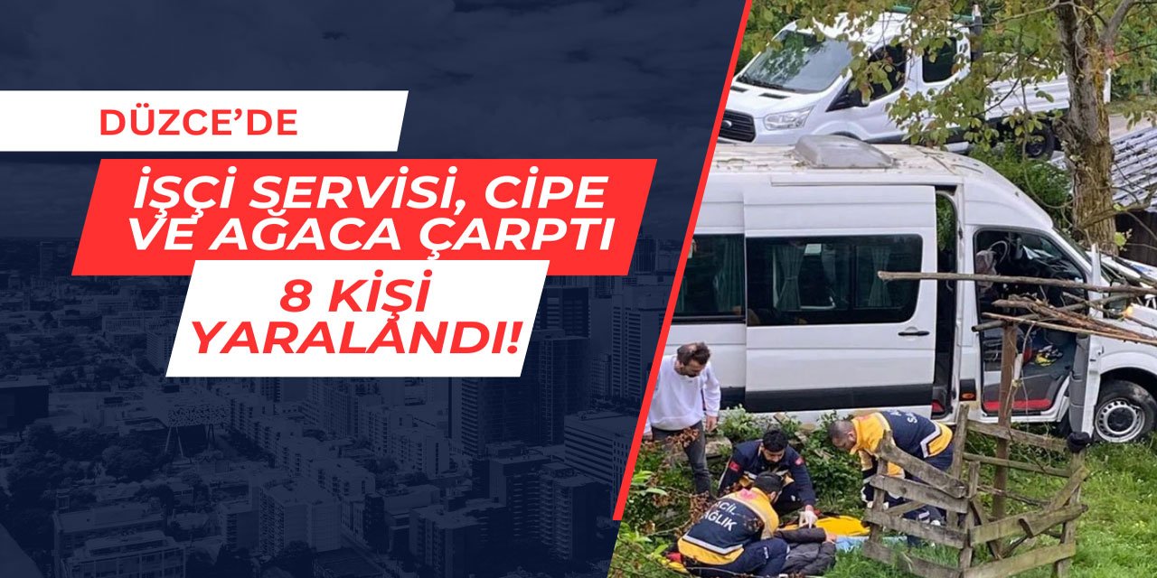 İşçi servisi, cip ve ağaca çarptı: 8 kişi yaralandı!
